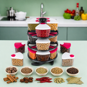 <b>Kitchen</b> Spice <b>Rack</b> Organizer Rotatable 360° Spice <b>Rack</b> with 12 Glass Jars Multi-Functional Rotating Seasoning Storage Set - Product Image 1