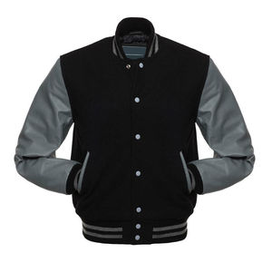<b>Leather</b> Sleeve Bomber <b>Jacket</b> Varsity College Flight Pilot Letterman <b>Jacket</b> Custom Embroidery Logo Baseball Varsity <b>Jackets</b> - Product Image 2