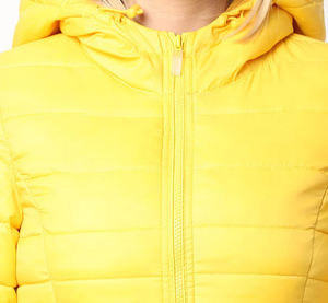 <b>Yellow</b> Hooded <b>Puffer</b> <b>Jacket</b> Women's Winter Casual Outerwear Solid Color Polyester Shell Zipper Closure Thick Fit - Product Image 3