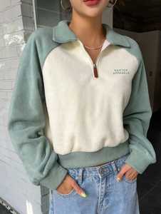 Oneten <b>Womens</b> Color Block Fleece <b>Quarter</b> <b>Zip</b> Pullover Long Sleeve Casual <b>Sweatshirt</b> - Product Image 6