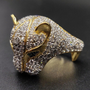 Bague unisexe en argent sterling 925 plaqué rhodium avec moissanite taille ronde, style hip-hop animal léopard, sertie pavé - Product Image 2