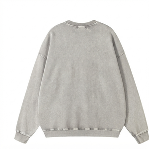 Sudadera con cuello redondo con efecto acid wash, venta al por mayor, fabricante de prendas personalizadas OEM ODM, ropa urbana vintage, fábrica de marca privada, personalización con efecto ácido - Product Image 2