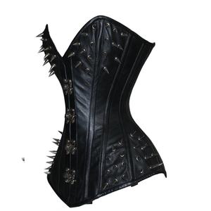 ซื้อคอร์เซ็ทโอเวอร์บัสต์แบบมีโครงเหล็ก ควบคุมรูปร่างได้ดี สีดำ หนัง แต่งลูกไม้ สไตล์สตีมพังก์ กอธิค - Product Image 2