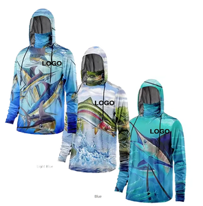 Chemises et hauts de pêche en polyester antibactérien 100% polyester avec col à capuche Sublimation - Product Image 1