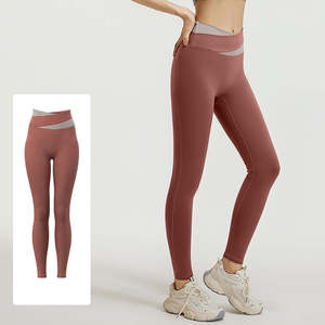 Leggings taille haute pleine longueur roses unies en maille extensible pour femme, sportifs, toutes saisons, avec compression et effet ventre plat - Product Image 5