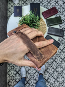 Custom Lightweight High Quality Durable Men's <b>RFID</b> Blocking Card Holder Slim Real Leather <b>Wallet</b> with Fold Closure Long Pocket - Product Image 3