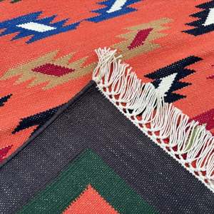 Handwoven 2x6 Cotton Dhurrie <b>Runner</b> Kilim Carpet <b>Mat</b> Ideal for Hallways Kitchens and Entryways - Product Image 5