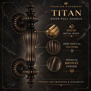 Manija de Puerta Exterior Moderna y Duradera de Latón Sólido Titan Premium |   Arquitectura Decorativa Acanalada para Hoteles Residenciales de Lujo - Product Image 2