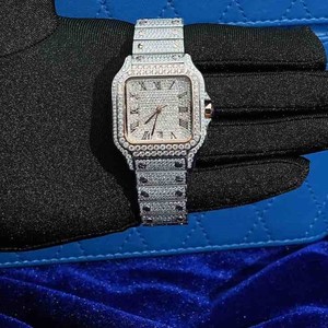 D-VVS Moissanite <b>Diamond</b> Luxury <b>Watch</b> Automatic Movement Stainless Steel Metal Case Wristwatch For Men At Reasonable Price - Product Image 5