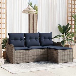 Conjunto de Sofá de Jardín de Ratán Sintético Gris de 3 Plazas, Muebles de Exterior Resistentes a la Intemperie, Diseño Contemporáneo - Product Image 3