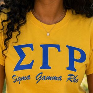 Camiseta Personalizada de Manga Corta Sigma Gamma Rho para Mujer, Camiseta Gráfica de la Hermandad Griega SGRho, Cuello Redondo de Algodón Suave, Informal - Product Image 3