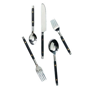 Juego de cubiertos de metal con acabado de espejo de lujo que incluye cuchara, tenedor y cuchillo para una cocina moderna y una experiencia de comedor elegante. - Product Image 5