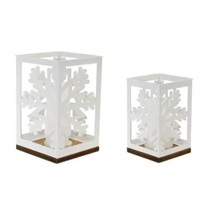<b>White</b> Snowflake <b>Lantern</b> Candle Holder for Valentine's Day Home Decoration Stainless Steel Heat Resistant Eco-Friendly - Product Image 1