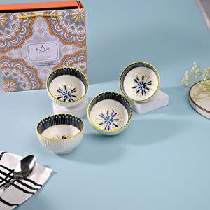 Bols en céramique peints à la main de qualité supérieure (lot de 4) – Écologiques, pour soupes et riz, logo personnalisable pour usage domestique - Product Image 6