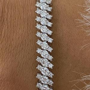 Pulsera de Diamantes de Corte Redondo en Oro Blanco Sólido, Pulsera de Diamantes Cultivados en Laboratorio, Joyería de Lujo para Bodas, Regalo de Aniversario para Ella - Product Image 3