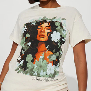T-shirt en jersey modal 100% coton uni à ourlet incurvé pour femme, col ras du cou, manches courtes, coupe décontractée, idéal pour l'été - Product Image 3