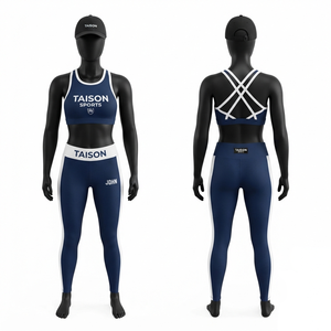 Ensemble de sport haut de gamme en coton 260g pour boxe, avec soutien-gorge et legging, bretelles en Y, encolure montante, décoration en cristal, respirant et imperméable - Product Image 1