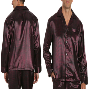 Luxury Custom Men's <b>Satin</b> <b>Pyjamas</b> Long Sleeves Breathable Sleep Wears Black Mens Silk Pajamas Set for Adults wholesale - Product Image 6