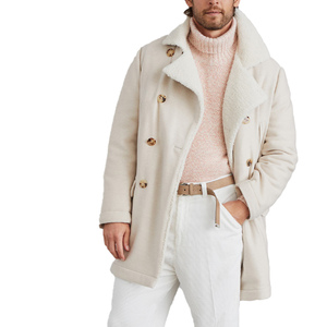 Manteau long en laine pour homme de haute qualité, manteau d'hiver chaud doublé de fourrure, veste de couleur unie tendance, manteau à double boutonnage - Product Image 1
