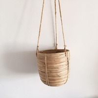 Cesta de pendurar em rattan para plantas, suporte cesto de flores salgueiro, planejadores, uso ao ar livre e ambientes internos