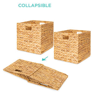 Natural Water Hyacinth Laundry <b>Basket</b> Set Large <b>Square</b> Storage <b>Basket</b> With Handle Eco Friendly Woven Laundry Hamper OEM ODM - Product Image 6