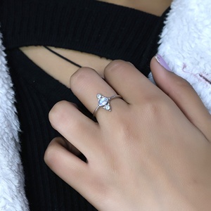 925 Sterling <b>Silver</b> Rainbow Moonstone & Topaz Minimalist Gemstone <b>Ring</b> Handmade Oval Moonstone <b>Stacking</b> <b>Ring</b> for Women - Product Image 2