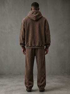 Ensemble de survêtement pour homme, sweat-shirt à capuche et pantalon de survêtement marron à motifs, One Apex Streetwear, tenue de jogging deux pièces assortie, mode décontractée - Product Image 4