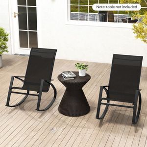 Sedie a dondolo ergonomiche da esterno per patio, 2 pezzi, con comodo sedile e schienale in tessuto a rete - Product Image 2