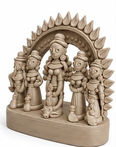 Handmade <b>Resin</b> Durga Family Sculpture Traditional Religious Diwali Figurine Tabletop Decor Living Room Art - Product Image 1