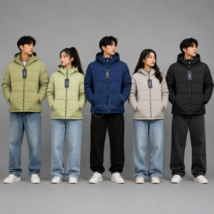 Unisex Hooded <b>Quilted</b> Puffer Jacket Winter Coat Full Sleeve Solid Color Polyester <b>Wadding</b> Zipper Closure Padding Jacket Bulk Lot - Product Image 6