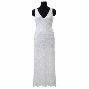 Elegant White Lace Mermaid Wedding Dress for Women V Neck Sleeveless Bridal Gown Floral Embroidered Formal Maxi Dress Luxury - Product Image 1
