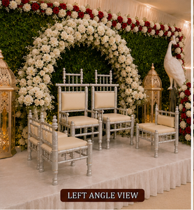 Elegant Wooden <b>Wedding</b> Mandap Chairs With Floral Arch And Moroccan Lamps Elegant Sankheda Vedi Chair Set for Hindu <b>Weddings</b> - Product Image 5