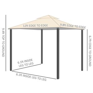 Gazebo da Giardino 3x3,6m con Doppio Tetto, Struttura in Metallo Solido, Tenda Beige, Padiglione per Esterni, Giardino, Prato, Cortile - Product Image 3