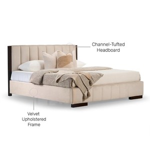 Modern Upholstered Velvet <b>Bed</b> Frame <b>Queen</b> <b>Size</b> Soft <b>Bed</b> with Quilted Headboard and Footboard - Product Image 5