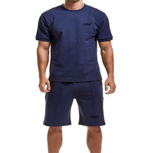 Conjunto de Shorts Casuales de Verano para Hombre, Camiseta de Manga Corta, Shorts Deportivos Sólidos, Tela de 300gsm, Venta al Por Mayor - Product Image 4