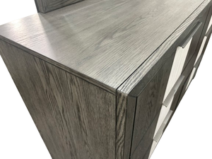 Coiffeuse en bois au design moderne, grand miroir, 6 tiroirs, coiffeuse de maquillage pour chambre à coucher, hôtel, avec rangements, entrepôt - Product Image 3