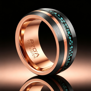 <span class=keywords><strong>Bague</strong></span> en carbure de tungstène <span class=keywords><strong>avec</strong></span> incrustation de turquoise décentrée, alliance brossée pour femmes et hommes, bijoux de luxe modernes en <span class=keywords><strong>gros</strong></span> - Product Image 1