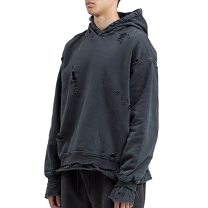 Vente flash : sweat-shirt surdimensionné personnalisé 100% coton pour homme, design à épaules tombantes et délavé - Product Image 2