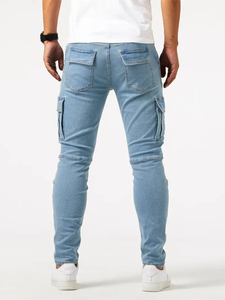 Ropa Exterior Cómoda y Duradera, Ropa de Uso Diario a la Moda, Jeans Cargo Azules para Hombre, Cálidos, Resistentes al Viento, de Alta Calidad, con Múltiples Bolsillos, Estilo Urbano - Product Image 4