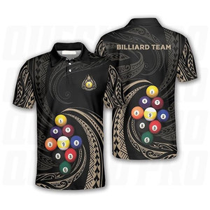 Maillot de billard personnalisé de haute qualité pour homme, manches courtes, polyester, sublimation numérique, motif Grim Reaper Skull, pour billard 9 boules - Product Image 1