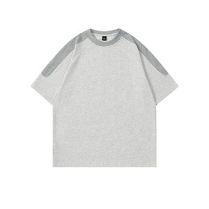 T-shirts décontractés surdimensionnés pour hommes et femmes, 280 g/m², 100 % coton, à manches raglan bicolores, col rond, avec empiècements contrastants aux épaules - Product Image 2