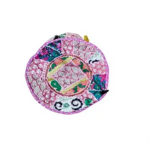 Bohemian Hippie Embroidery Patchwork Round Floor <b>Cushion</b> Cover 18x18 Silk Ottoman Pouf Cover with Decorative Pillow Cases gift - Product Image 1