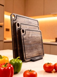 Planche à découper carrée en bois naturel de qualité supérieure avec poignée, épaisseur 1,3 cm, lavable au lave-vaisselle, planche à découper et à servir en bois rustique - Product Image 5