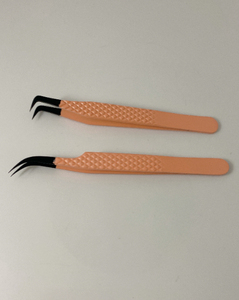 Pinzas para Pestañas con Agarre de Diamante, Pinzas de Acero Inoxidable con Punta de Fibra Profesional para Extensiones de Pestañas, Color Beige - Product Image 2