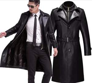 Abrigo largo de cuero genuino para hombre, transpirable, para invierno, informal, para hombre. - Product Image 1