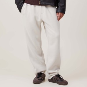 <b>Men's</b> <b>White</b> Polyester Sweatpants Elastic Waist Drawstring Casual <b>Joggers</b> Side Pockets Lightweight Summer Wear Breathable - Product Image 2