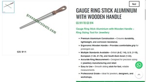 <b>Gauge</b> Ring Stick Aluminium Wooden Handle Ring Sizing <b>Tool</b> Jewelry Making <b>Measurement</b> | Item No GS-911 - Product Image 3