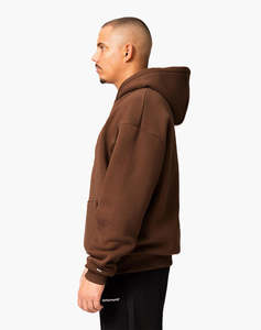 Sweat-shirt à capuche oversize marron café de luxe en molleton de coton épais, style streetwear, marque privée OEM ODM - Product Image 5