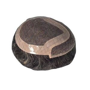 Perruque Toupet Mono Front Lace Taz en Cheveux Remy Chinois de Qualité Supérieure, Trame Simple, avec Ondulations Profondes Naturelles - Product Image 1