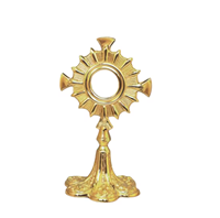 Monstrance en laiton gaufré, monstrance traditionnelle en laiton, monstrance chrétienne pour la cérémonie eucharistique et la décoration de l'autel de l'église